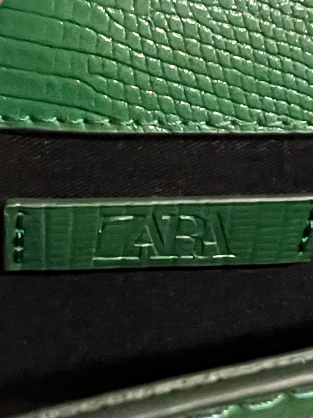 Zara Green Faux-Lizard Satchel with Top Handle - Picture 6 of 6